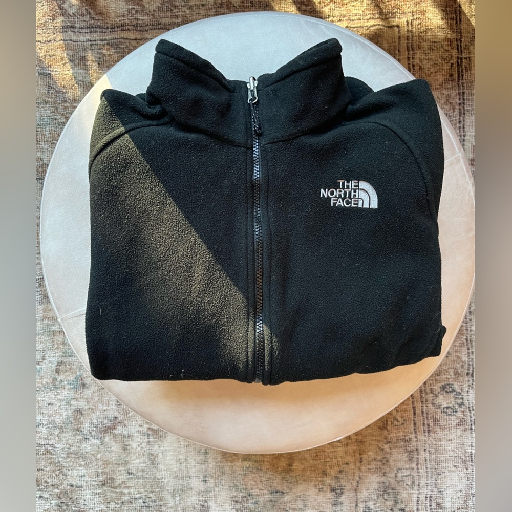 Black North Face fleece zip-up sweatshirt women’s L